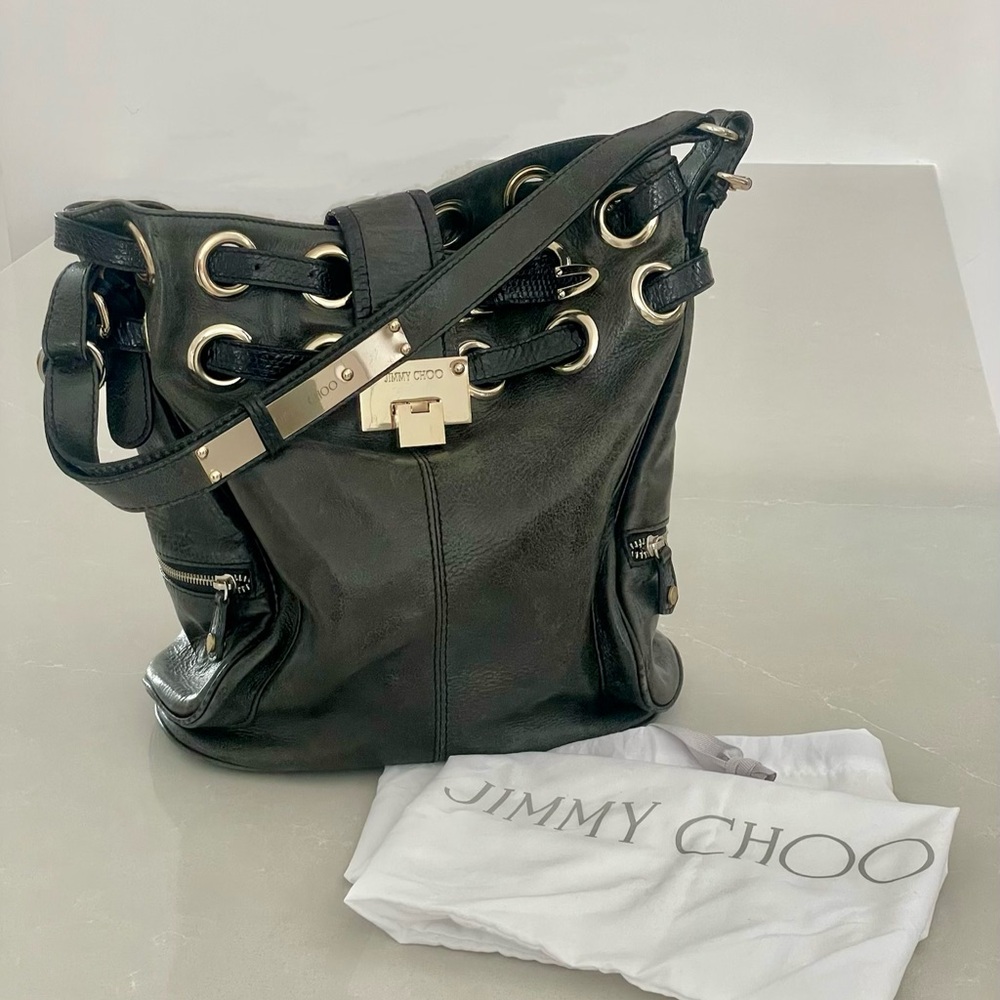 Jimmy Choo Rare Deep Green Ramona Hobo Shoulder Bag